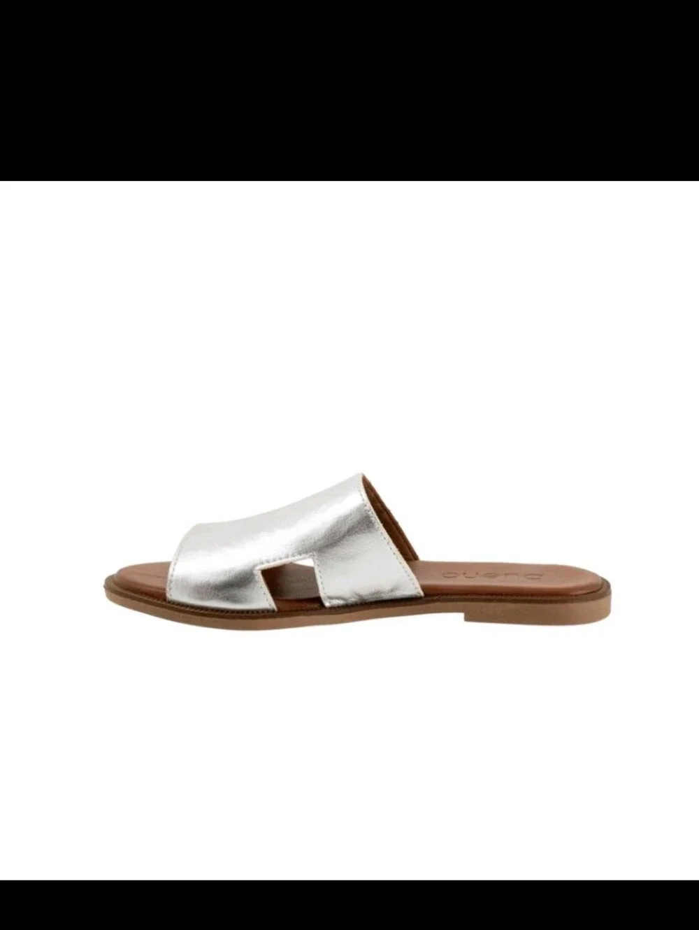 Bueno Hendrix Women's Leather Slide Sandals Dark Silver